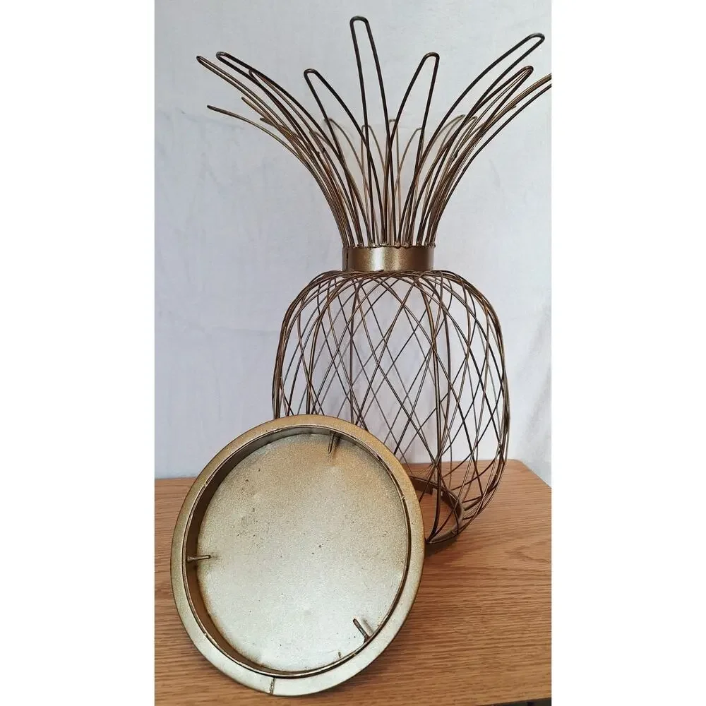 Large Vintage Gold Metal Pineapple Wine Cork Collector Tropical Bar Decor – 20